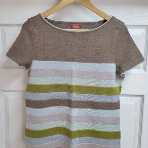 Oleana Stripe Short Sleeve Sweater Top